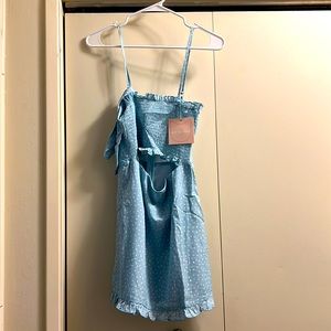 Baby blue firecracker wrap dress